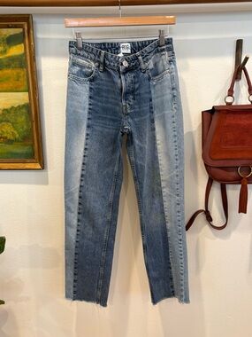 BDG Urban Outfitters Two-Tone Panel Jeans Cropped Straight Leg